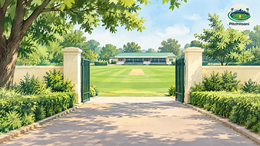 Original illustrative campus-cricket ground scene for Chhattisgarh U19 vs Chandigarh U19: Match-Day Guide