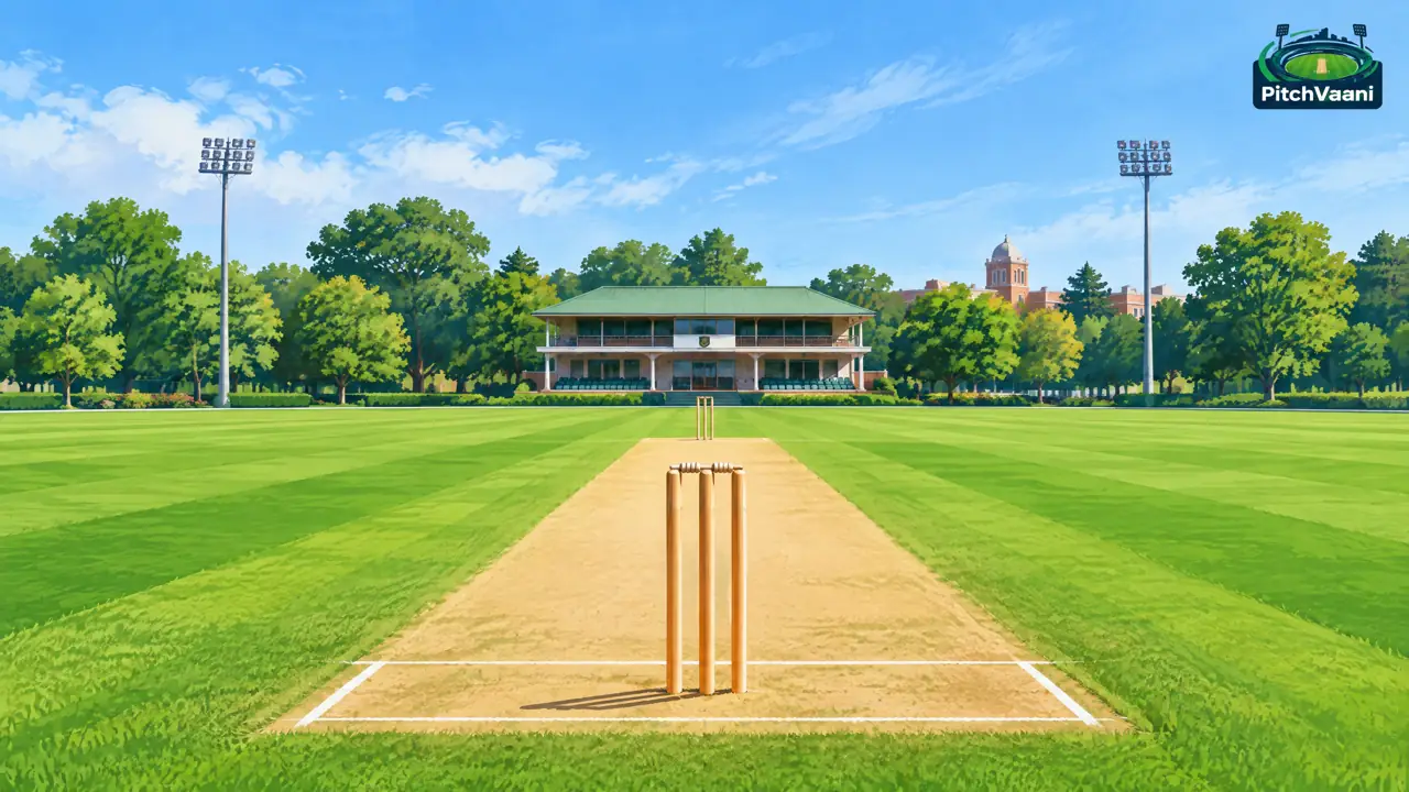 Original editorial illustration for Daly College Ground Indore Pitch Report