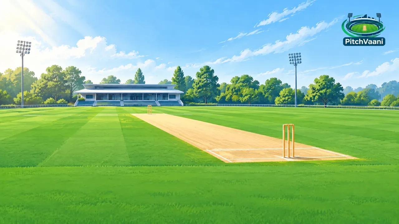 Original illustrative campus-cricket ground scene for Chhattisgarh U19 vs Chandigarh U19: Match Prediction