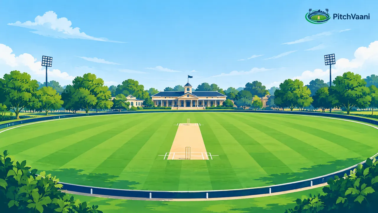 Illustrative campus-cricket oval for the Daly College Ground overview card