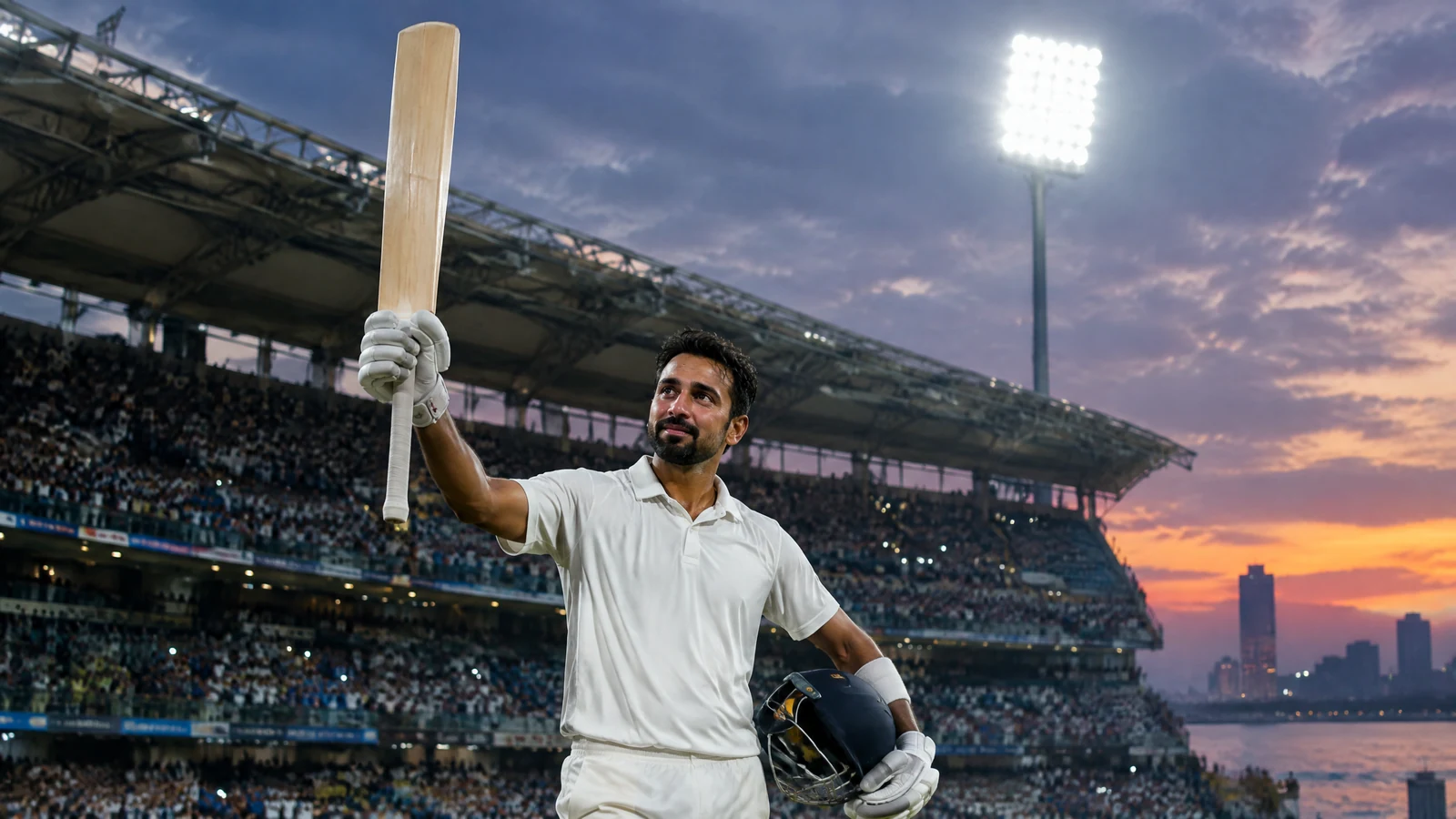 Editorial cricket scene representing modern Wankhede Stadium milestones